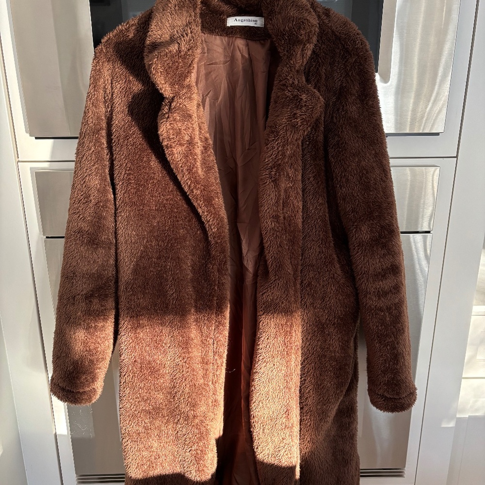 Angashion Teddy Coat Cotton Blend